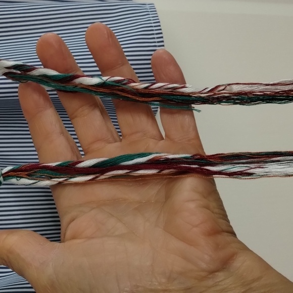 Blue white peasant blouse top striped embroidered boho size XL unbranded - Picture 5 of 8